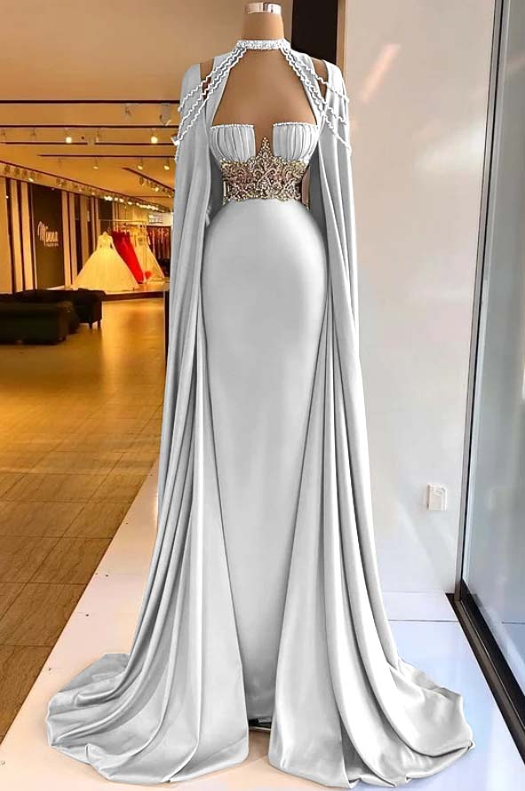 Halter Mermaid Long Prom Dress with Pleated Beading