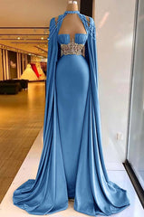 Halter Mermaid Long Prom Dress with Pleated Beading