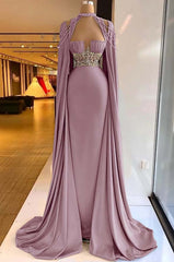Halter Mermaid Long Prom Dress with Pleated Beading
