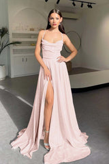 Halter Long Pleated Prom Dress with Sequins and Split