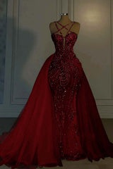 Halter Mermaid Long Prom Dress with Beading Tulle