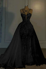 Halter Mermaid Long Prom Dress with Beading Tulle
