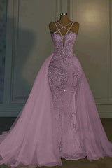 Halter Mermaid Long Prom Dress with Beading Tulle