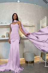 Halter Strapless Mermaid Long Pleated Prom Dress