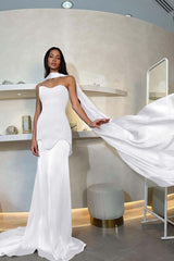 Halter Strapless Mermaid Long Pleated Prom Dress
