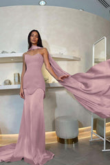 Halter Strapless Mermaid Long Pleated Prom Dress