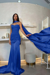 Halter Strapless Mermaid Long Pleated Prom Dress