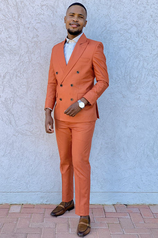 Handsome Double Breasted Business Evening Suit for Men with Peaked Lapel