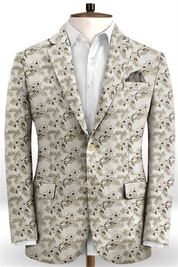 Handsome Flower Printed Casual Prom Outfits, 2 Pieces for Guys