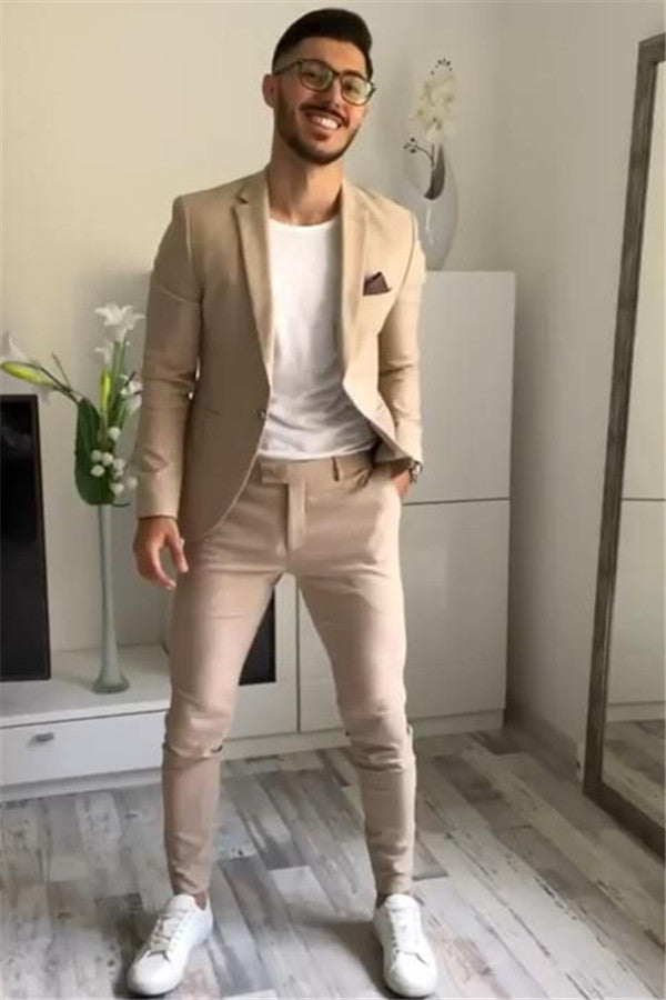 Handsome Khaki Formal Prom Attire, 2 Pieces for Guys 2024 with One Button