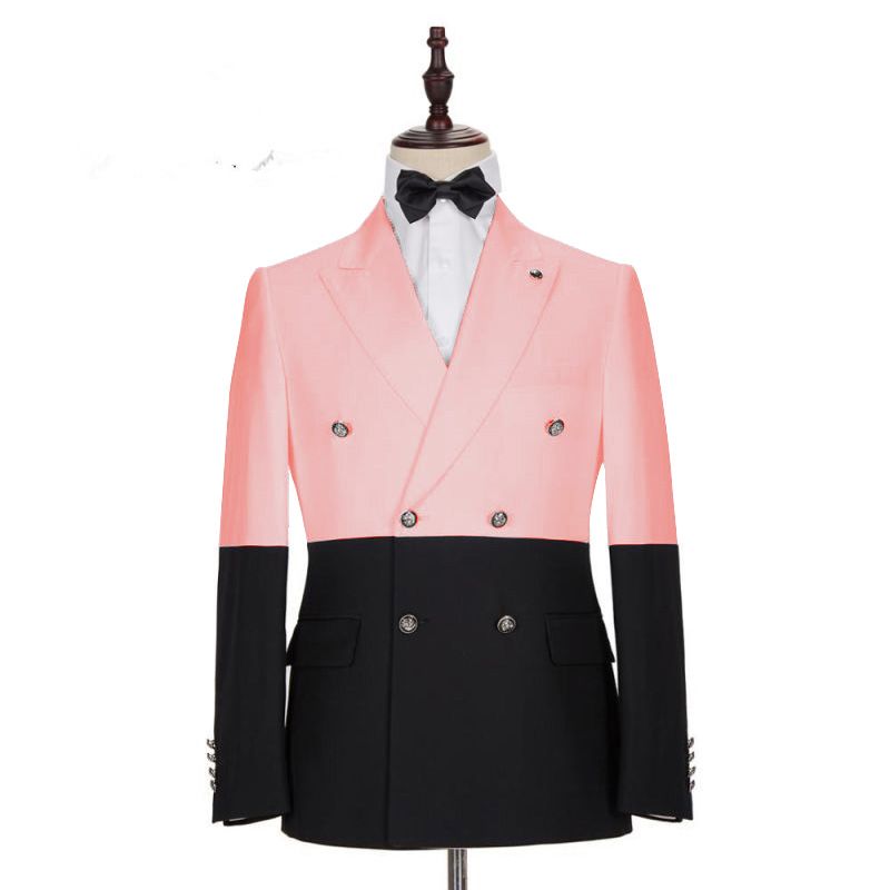 Handsome Pink Double-Breasted Blazer for Groom