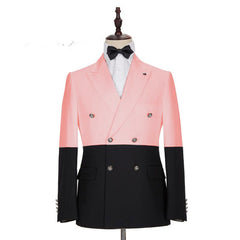 Handsome Pink Double-Breasted Blazer for Groom