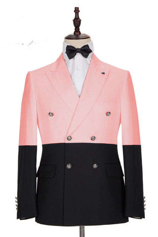 Handsome Pink Double-Breasted Blazer for Groom