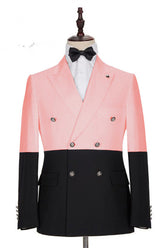 Handsome Pink Double-Breasted Blazer for Groom