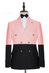 Handsome Pink Double-Breasted Blazer for Groom