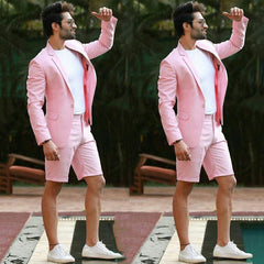 Handsome Pink One-Button Tuxedo Suit with Notched Lapel for Wedding