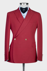 Handsome Red Peaked Lapel Summer Wedding Suit for Men