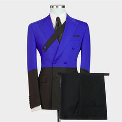 Handsome Royal Blue Double-Breasted Prom Suit with Peaked Lapel
