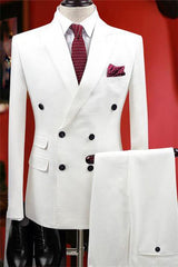 Handsome White Double-Breasted Two-Piece Wedding Suit for Men¡¯s Parties