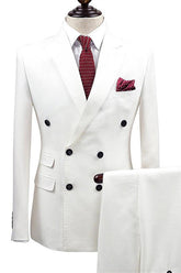 Handsome White Double-Breasted Two-Piece Wedding Suit for Men¡¯s Parties