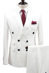 Handsome White Double-Breasted Two-Piece Wedding Suit for Men¡¯s Parties