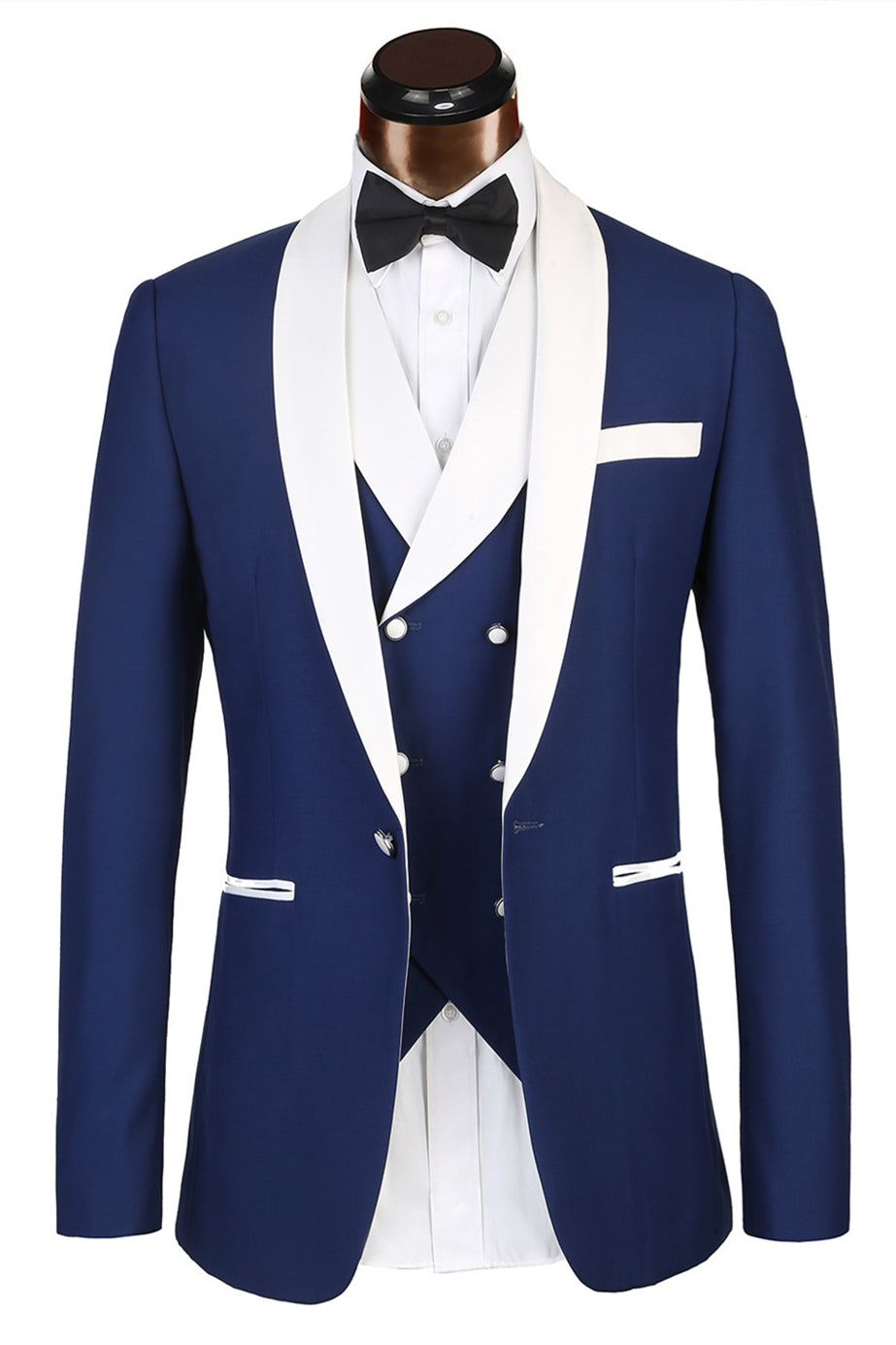 Handsome White Lapel Three-Piece Wedding Suit for Groom 2024