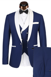 Handsome White Lapel Three-Piece Wedding Suit for Groom 2024