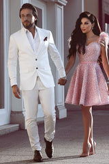 Handsome White Peaked Lapel Two-Piece Wedding Suit for Men¡¯s Parties