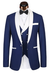 Handsome White Three-Piece Wedding Suit for Groom