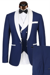 Handsome White Three-Piece Wedding Suit for Groom