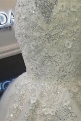 High Collar Off-the-Shoulder Beaded Mermaid Wedding Dress with Lace Appliques