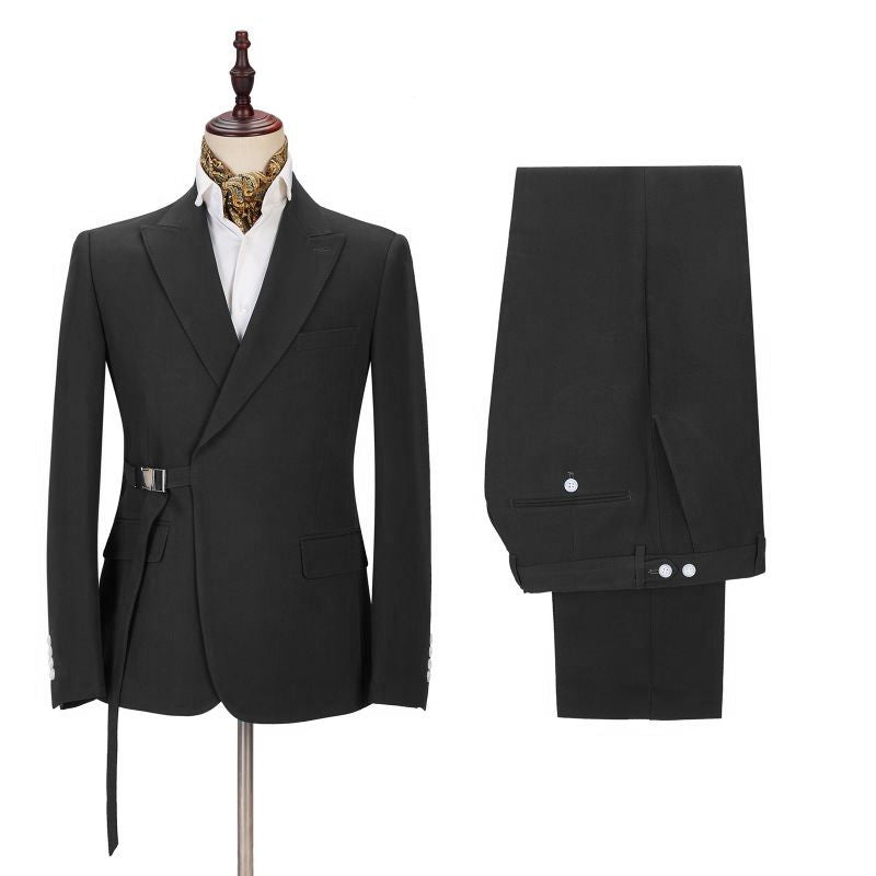 High-Quality Buckle Button Business Bespoke Prom Suit with Peak Lapel for Men