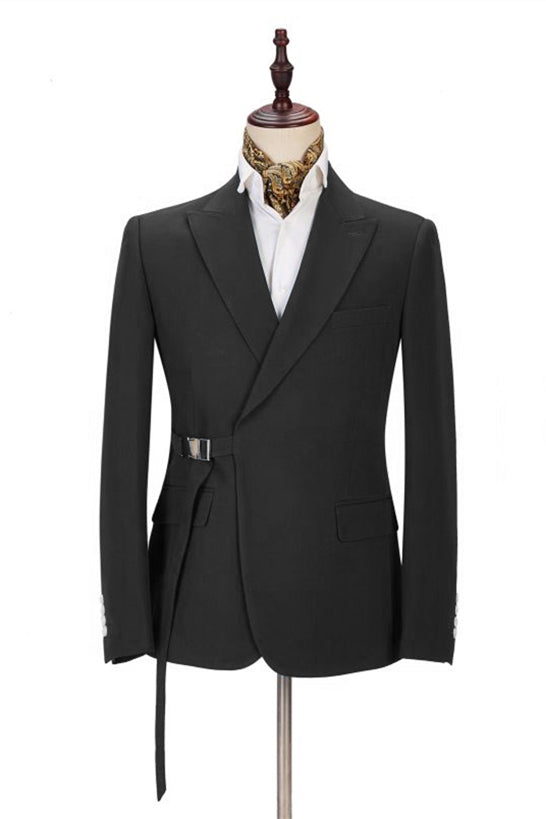 High-Quality Buckle Button Business Bespoke Prom Suit with Peak Lapel for Men