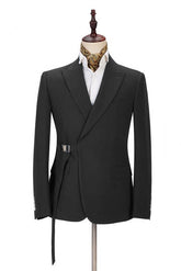 High-Quality Buckle Button Business Bespoke Prom Suit with Peak Lapel for Men