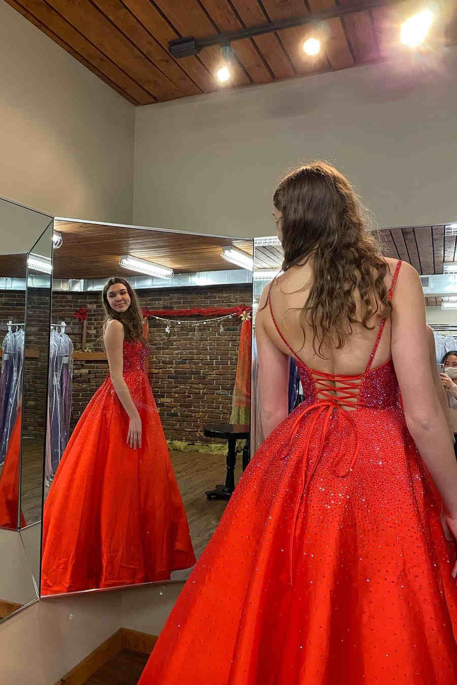 High Slit A-Line Blush Pink Prom Dress with Rhinestones