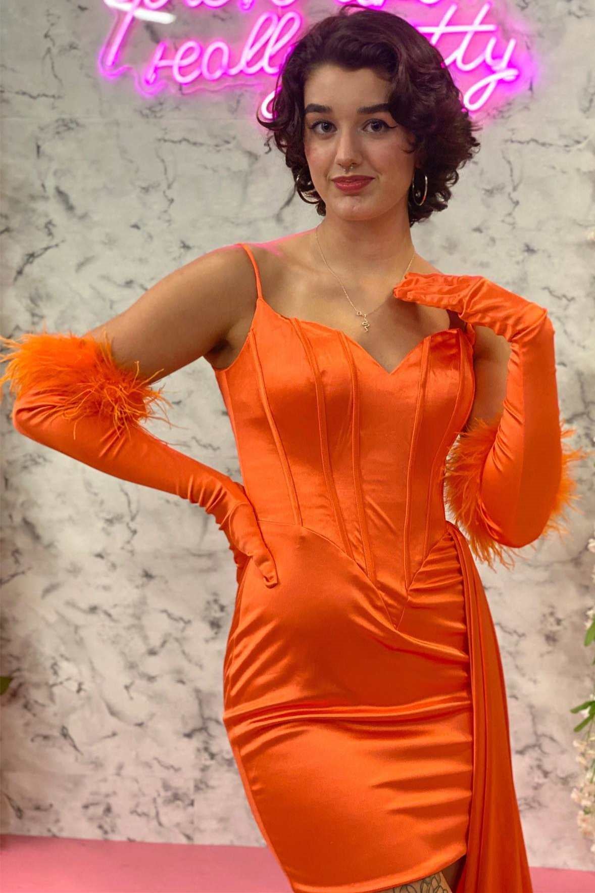 Hot Pink Straps Tight Homecoming Dress with Side Train