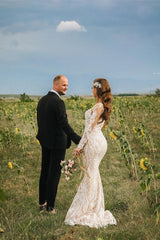 Illusion Long Sleeve Mermaid Lace Wedding Dress Online