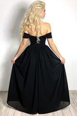 Off-the-Shoulder Black Prom Dress