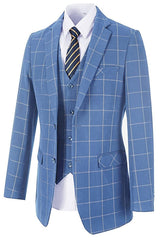 Iucien Bespoke Light Blue Notched Lapel Three Pieces Business Suits For Men