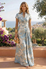 Jacquard Sheath Column V Neck Floor Length Mother of the Bride and Groom Dresses with Ruched Waist