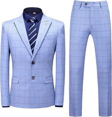 Julian Sky Blue Peaked Lapel Two Pieces Fancy Business Suits