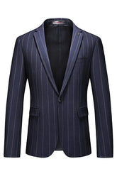 Keiton Bespoke Blue Peaked Lapel Striped Men Suits For Business