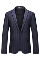 Keiton Bespoke Blue Peaked Lapel Striped Men Suits For Business