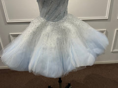 Cute Blue Strapless Ball Gown Homecoming Dress with Beaded