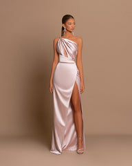 Elegant One Shoulder Long Prom Dress with Split for Party