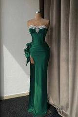 Light Purple Prom Dress with Rhinestone and High Split