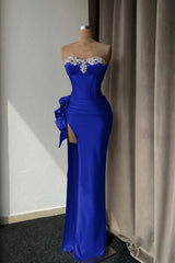 Light Purple Prom Dress with Rhinestone and High Split