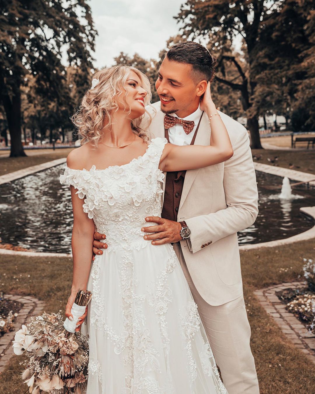 Long A-Line Off-the-Shoulder Wedding Dress with 3D Floral Lace Appliques