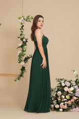 Long Sheath Round neck Chiffon Lace Bridesmaid Dresses-Babyonlines