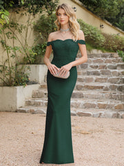 Long Off-the-shoulder Appliques Lace Mermaid Bridesmaid Dress